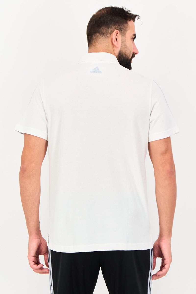 Adidas Men Sportswear Fit Short Sleeve Outdoor Polo Shirt, White - Image 3