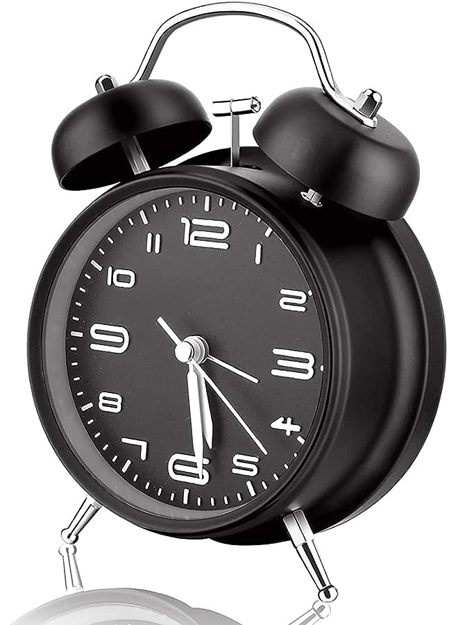 Raxoom Twin Bell Alarm Clock with Stereoscopic Dial, Backlight, Battery Operated Loud Alarm Clock (Black) - Image 1