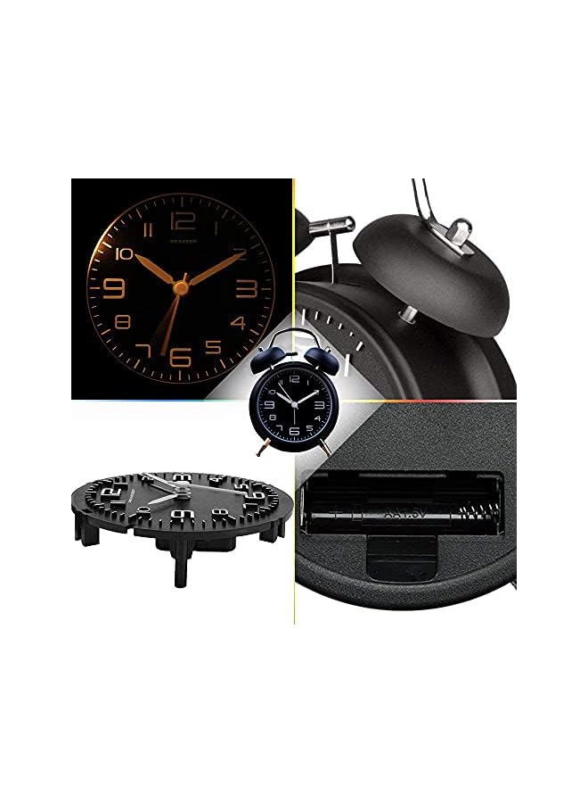 Raxoom Twin Bell Alarm Clock with Stereoscopic Dial, Backlight, Battery Operated Loud Alarm Clock (Black) - Image 3