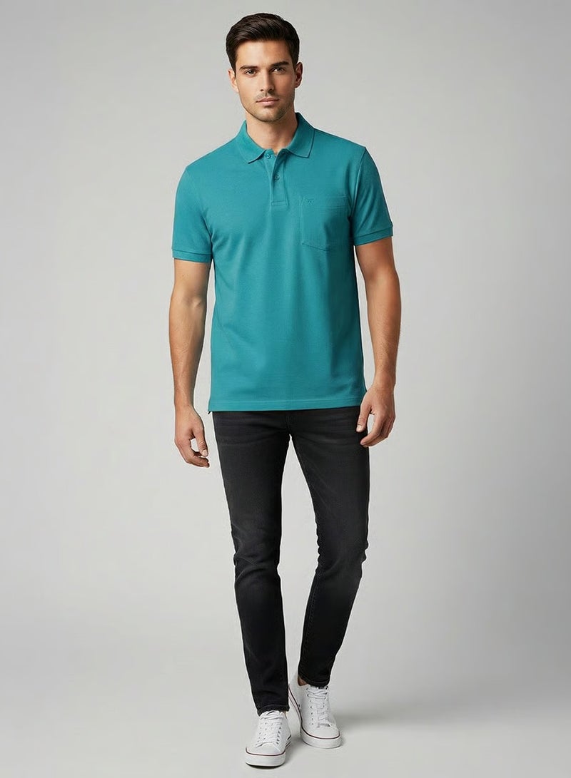 FERVORO Plain Pocket Polo Collar T-Shirt - Image 2