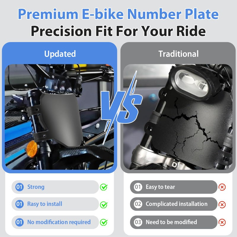 GLECTG Number Plate for Ebike â€“ Universal Downhill Electric Bike Plate for Q20, S1/S2/Y1/RX, X1S/X/X2, LBX, Sting MX3/MX4/MX5, XXX, Mantis, Dragster, Pro SS/SR/S, Soleil 01, RTR â€“ Black - Image 4