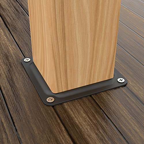 ForoGore 4" x 4" Wood Post Plate Connector, Powder-Coated Decking Post Base, Wood Fence Post Anchor Base, Deck Porch Railing Support Base(4 Pack) - Image 2