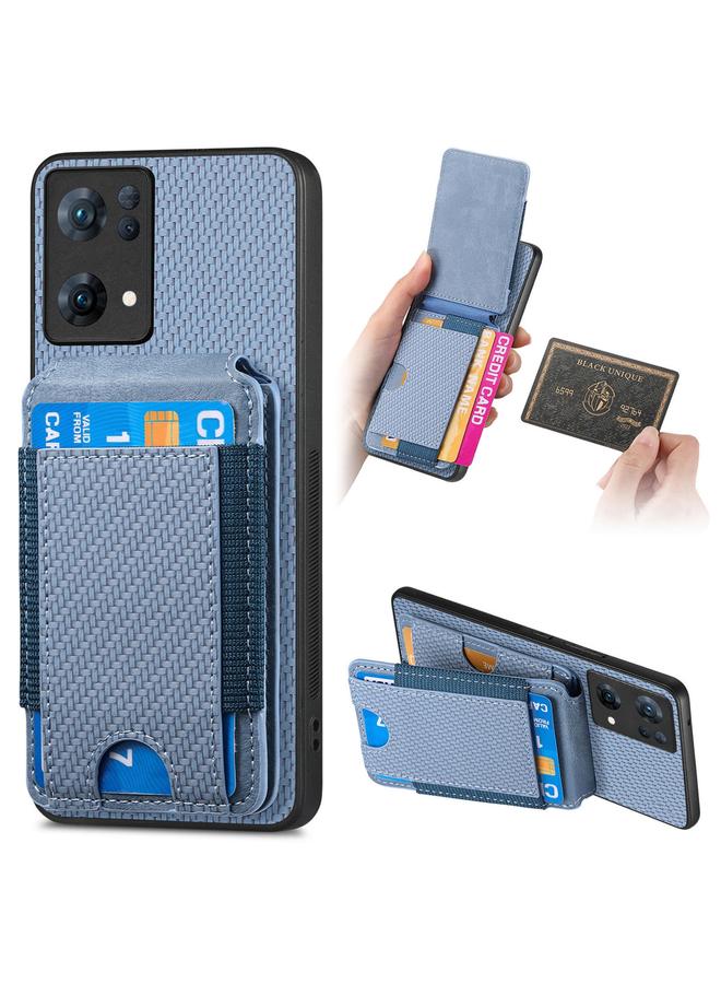 S-TOP Case For OPPO Reno7 Pro 5G Carbon Fiber Vertical Flip Wallet Stand Phone Case - Image 1