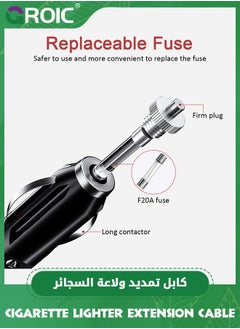 GROIC 12V/24V Heavy Duty Cigarette Lighter Extension Cord 4M,120W/10A Male Plug to Female Socket Adapter Extension Cord for Car Vehicle Tire Pump Air Compressor  - Image 4