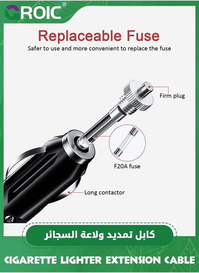 GROIC 12V/24V Heavy Duty Cigarette Lighter Extension Cord 4M,120W/10A Male Plug to Female Socket Adapter Extension Cord for Car Vehicle Tire Pump Air Compressor  - Image 4