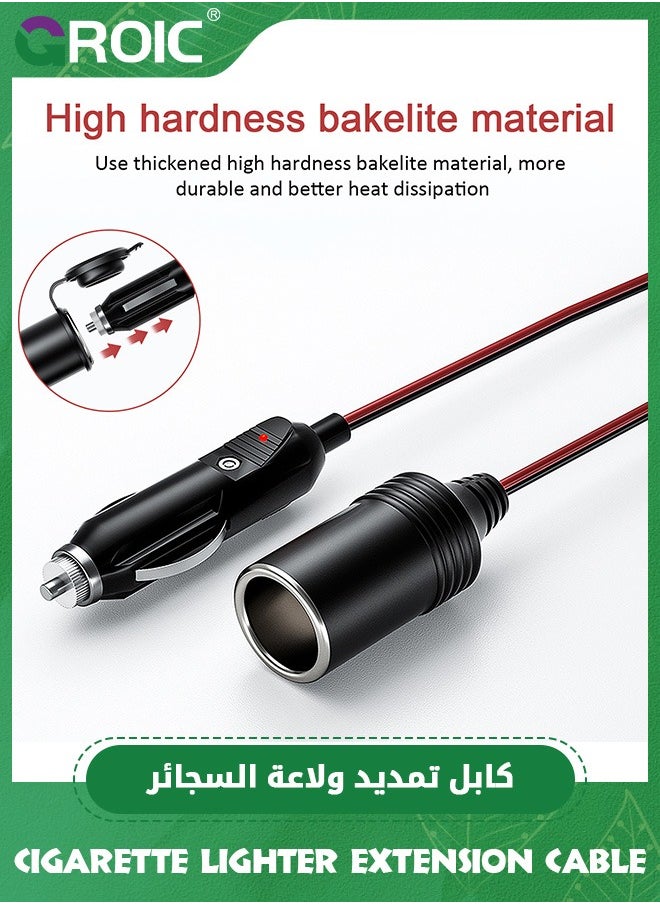 GROIC 12V/24V Heavy Duty Cigarette Lighter Extension Cord 4M,120W/10A Male Plug to Female Socket Adapter Extension Cord for Car Vehicle Tire Pump Air Compressor  - Image 2