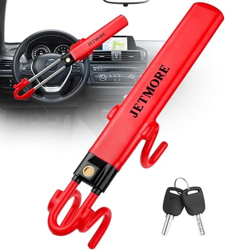 Jetmore Car Steering Wheel Lock AntiTheft Device Wheel Locks for Cars Dual Hooks Car Lock Steering Wheel Car AntiTheft Device SawResistant Alloy Steel for Cars SUVs Trucks - Image 1