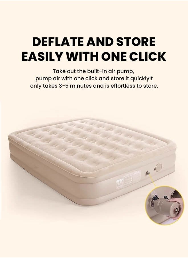 Ominii - Double Height Air Mattress, Portable Inflatable Bed with Built-in Pump, One-Button Quick Automatic Inflation/Deflation, Ideal for Home or Outdoor Travel Camping - Image 1
