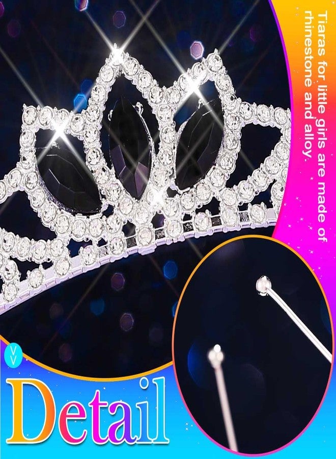 كيلشي تاج كيلشاي المرصع بأحجار الراين، تاج فضي للبنات، إكسسوارات شعر كريستالية (أسود) - Image 4