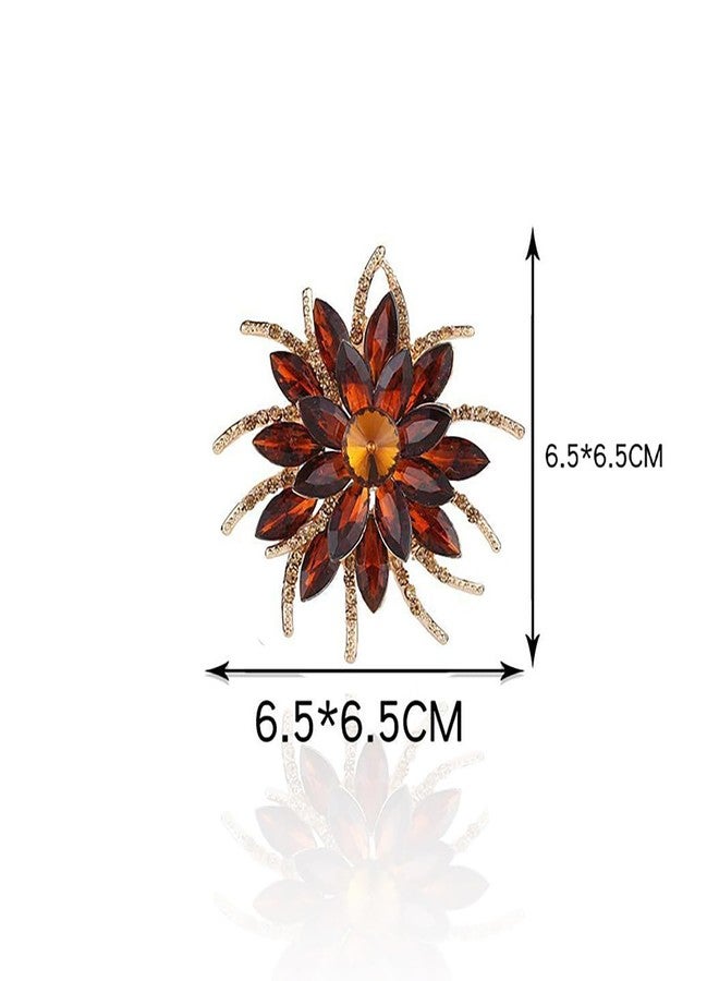 FUTIMELY Rhinestone Flower brooch Pin Large Crystal Flower brooch Lapel Pins Wedding Party Birthday Dance Banquet Dress Suit Ceremony Clothes Hat Bag Accessories Jewelry for Women Teen Girls (Yellow) - Image 3