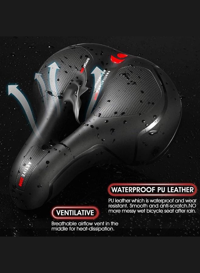 GROIC Comfortable Bicycle Seat, Replacement Wide Saddle Bike Seat with Dual Shock Absorbing Rubber Balls and Reflective Strip, Universal Fit for Indoor Outdoor Bikes - Image 3