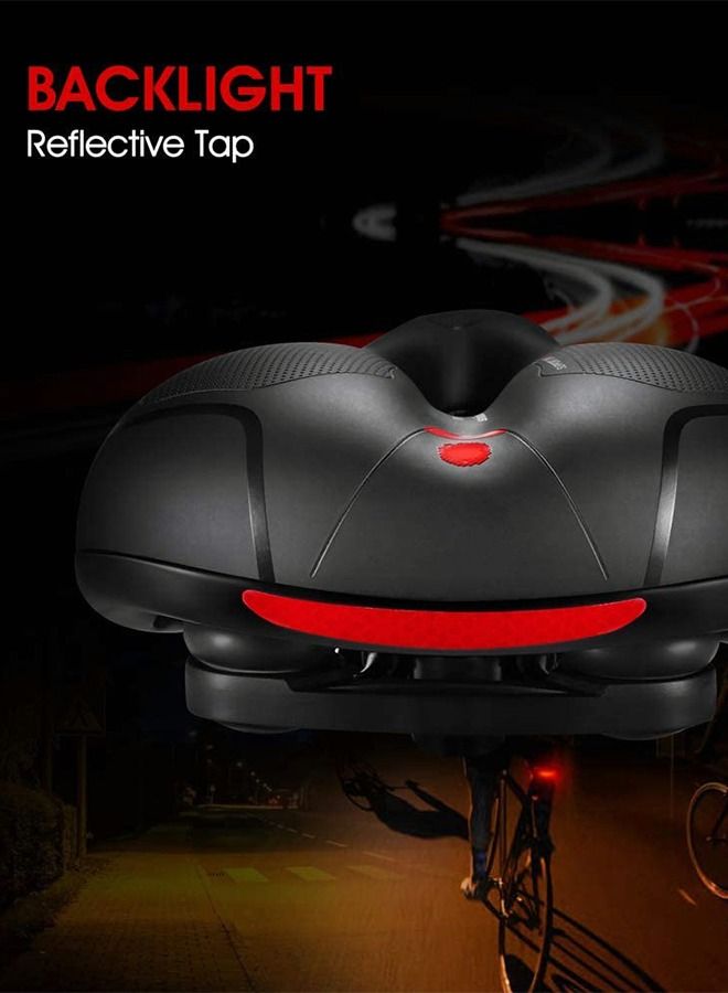 GROIC Comfortable Bicycle Seat, Replacement Wide Saddle Bike Seat with Dual Shock Absorbing Rubber Balls and Reflective Strip, Universal Fit for Indoor Outdoor Bikes - Image 2