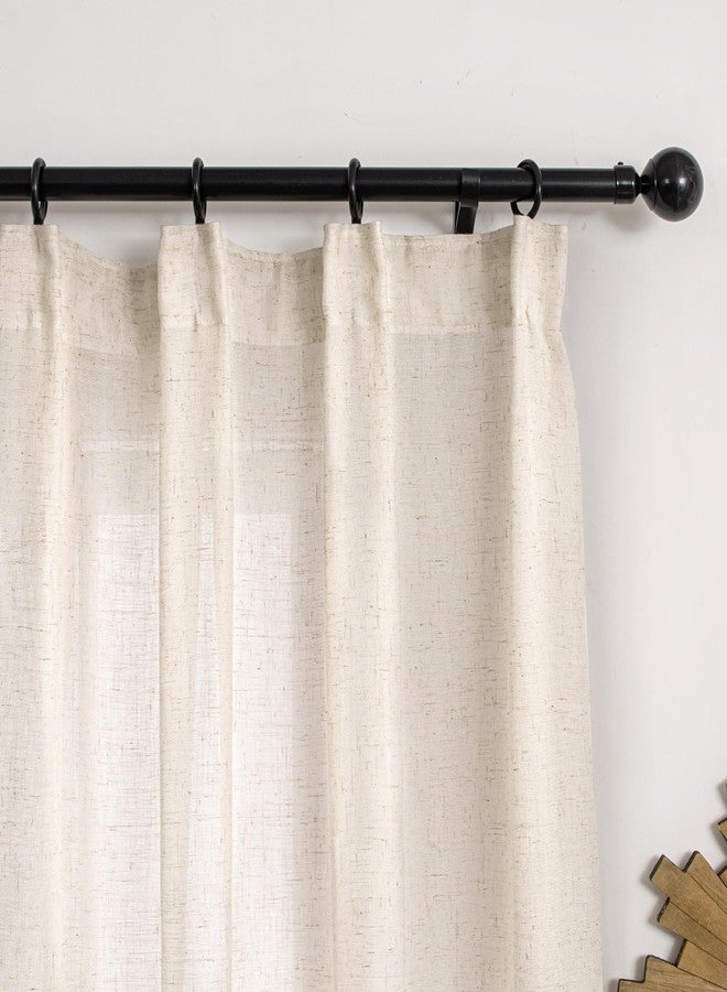 UNISTAR Faux Linen Curtains with Hooks 108 Inch Length for Living Room Semi Sheer Burlap Back Tab Pinch Pleated Pocket Light Filtering Country Rustic Farmhouse Curtain for Bedroom, 2 Panels Natural - Image 4