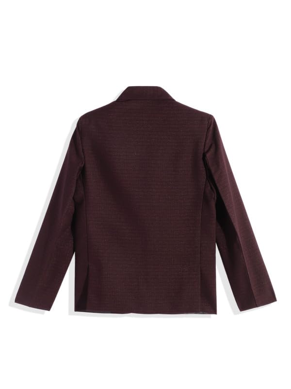 CHARCHIT Boys Regular Fit Plain Blazer and T-Shirt Maroon - Image 2