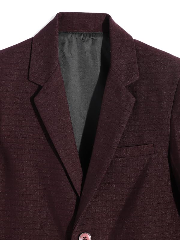 CHARCHIT Boys Regular Fit Plain Blazer and T-Shirt Maroon - Image 5
