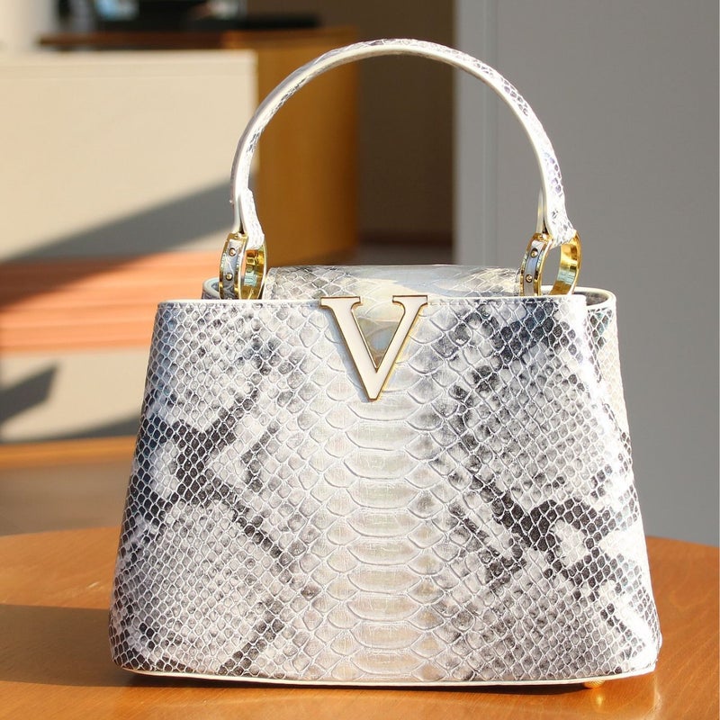 Lady Handbag 2025 Light Luxury High-End Fashion Ladies Handbag Himalayan V-Shaped Colorful Gradient Snake Pattern - Image 4