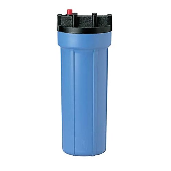 Pentair Pentek 158005 Traditional Slim Line Filter Housing, 3/8" NPT #10 Under Sink Opaque Water Filter Housing with Pressure Relief Button, 10-Inch, Blue