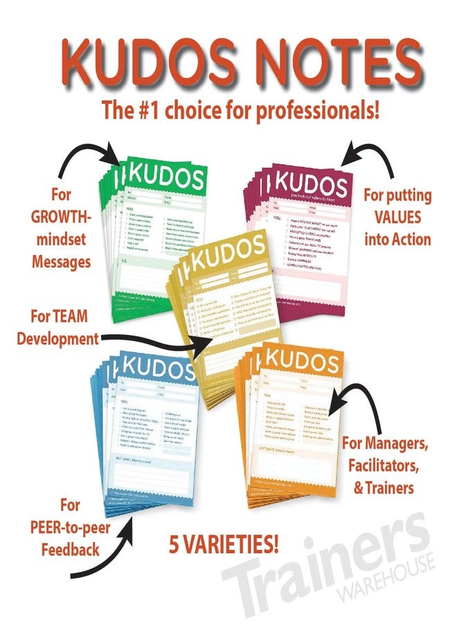 Trainers Warehouse Kudos for Colleagues - Set of 10 Note Pads (Blue) | Peer Recognize Large or Small Contributions, and Inspire Continued Efforts | Measures 4" x 5.5" - Image 2
