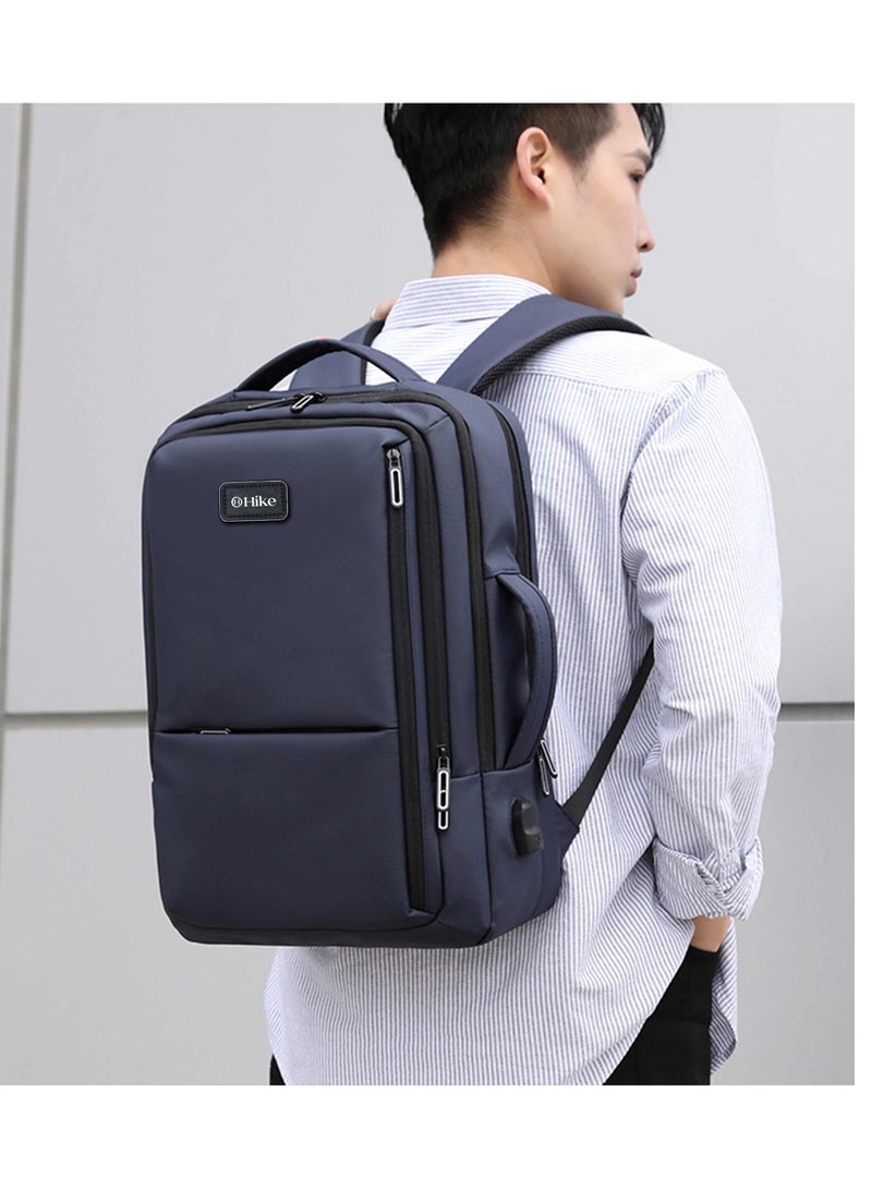 هايك Hike Premium Durable 16.5-inch Backpack Water Resistant Laptop Daypack with Built in USB Port and Multi Compartments for Travel/Business/College/School, HK2102 - Blue - Image 2