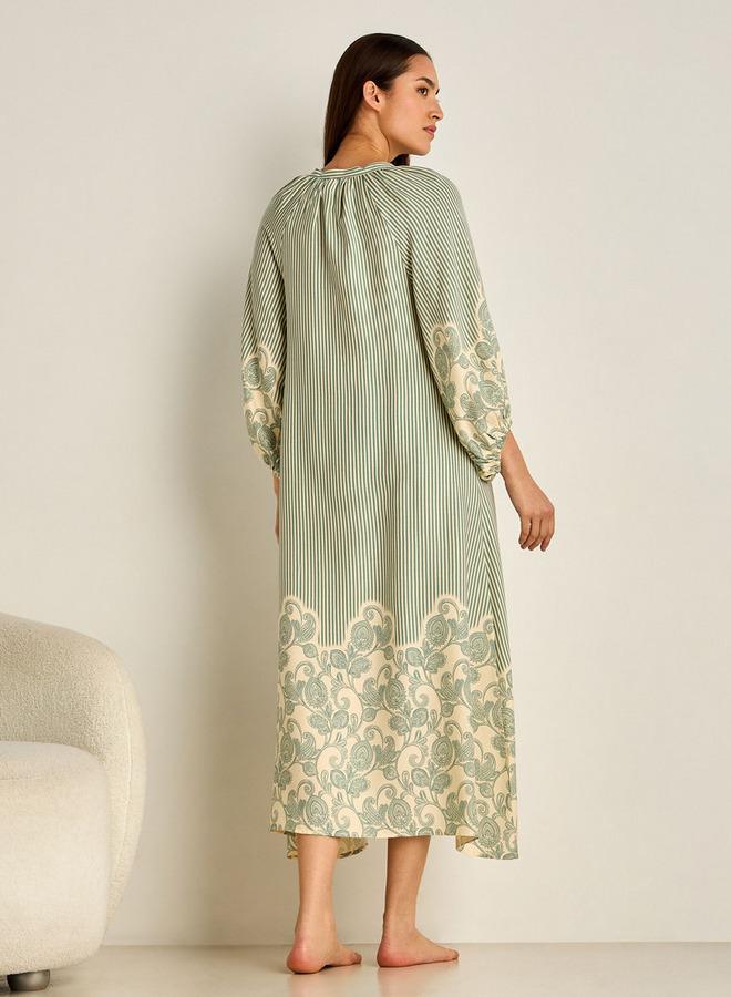 Splash FAV Night Gown Long Sleeve Tassel Tie Ups Viscose - Image 4