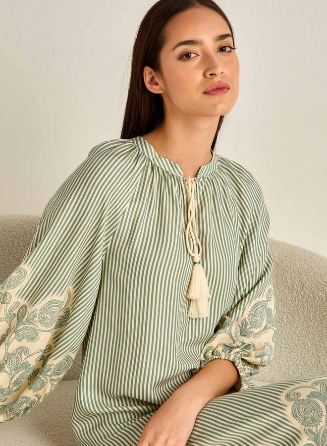 Splash FAV Night Gown Long Sleeve Tassel Tie Ups Viscose - Image 5