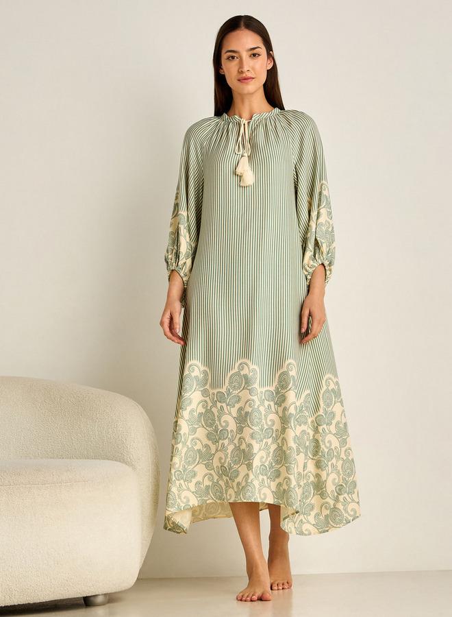 Splash FAV Night Gown Long Sleeve Tassel Tie Ups Viscose - Image 1