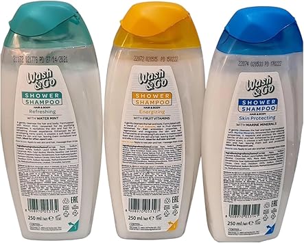 TRIO Wsh And Go Shower Shampoo 250ml Energizing Skin Protecting Refreshing With Free Beauty Body PuffAny Colour - Image 3