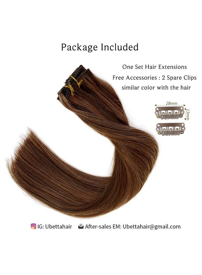 Ubetta Clip In Hair Extensions Chocolate Brown To Auburn Clip In Hair Extensions Real Human Hair Clip Ins 18 Inch 7 Pieces 70G Double Weft Straight Remy Human Hair Clip In Extensions - Image 5