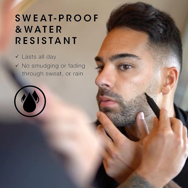 Bindex Beard Pencil Filler For Men Barber Styling Pen with Bristle Beard Brush Waterproof Sweat Proof Natural Shaping Up for Men Beard Moustache Eyebrows Black - Image 5