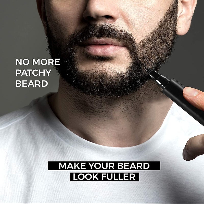 Bindex Beard Pencil Filler For Men Barber Styling Pen with Bristle Beard Brush Waterproof Sweat Proof Natural Shaping Up for Men Beard Moustache Eyebrows Black - Image 3
