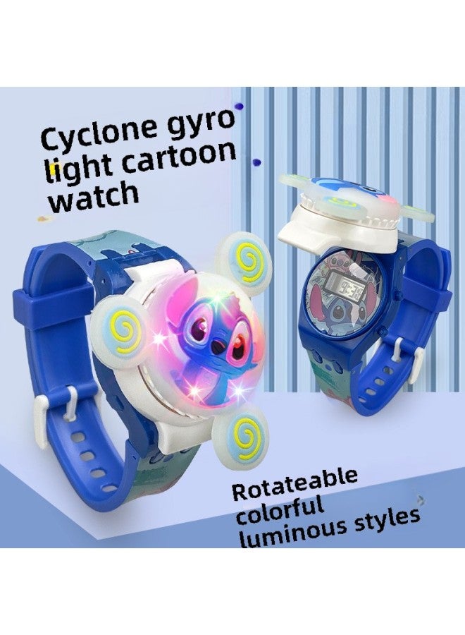 Children's Electronic Watch Toy Whirlwind Gyro Light Electronic Watch Flip-on Stitchai Cartoon Style-Color:Hulk 808 [rotating + Flip Cover + Time] - Image 2