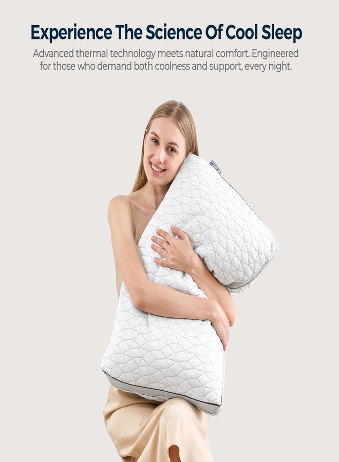 Rainmr Cooling Pillow with Shredded Memory Foam for Sleeping, 20x30 Adjustable Bed Pillow with Cool & Bamboo-Derived Rayon Side, Firm Pillow with Cooling Gel for Hot, Back, Stomach or Side Sleeper (Queen) - Image 3