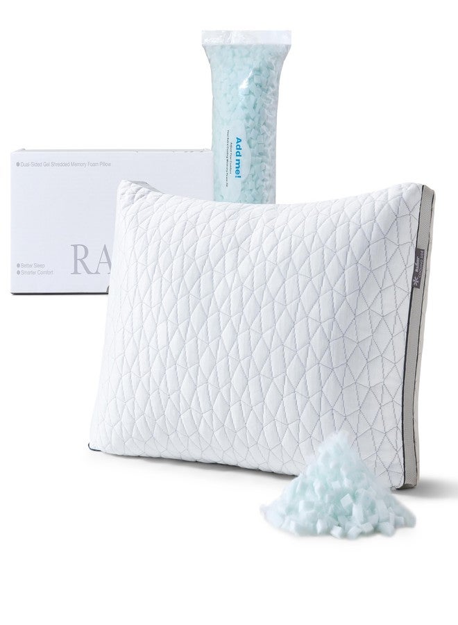 Rainmr Cooling Pillow with Shredded Memory Foam for Sleeping, 20x30 Adjustable Bed Pillow with Cool & Bamboo-Derived Rayon Side, Firm Pillow with Cooling Gel for Hot, Back, Stomach or Side Sleeper (Queen) - Image 1