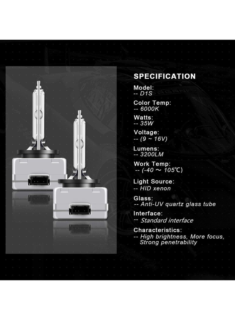 توبيز لمبة بديلة زينون HID D2S 6000K من توبي، قاعدة دعامات معدنية بيضاء ماسية، مصابيح أمامية للسيارة بقوة 12 فولت، مصابيح أمامية بقوة 35 وات - Image 3