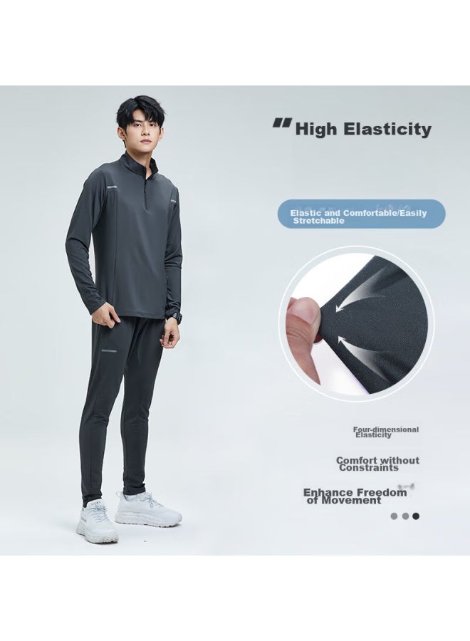 BURUITE Burei Te Sports Set For Men, Running Gear, Gym Clothes, Morning Jog, Badminton Outfit, Cycling, Ice Silk, Spring And Autumn Quick-dry Clothing - Image 4