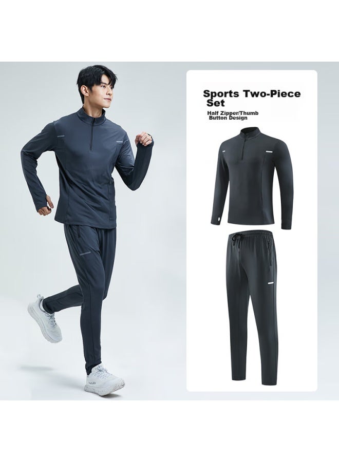 BURUITE Burei Te Sports Set For Men, Running Gear, Gym Clothes, Morning Jog, Badminton Outfit, Cycling, Ice Silk, Spring And Autumn Quick-dry Clothing - Image 1
