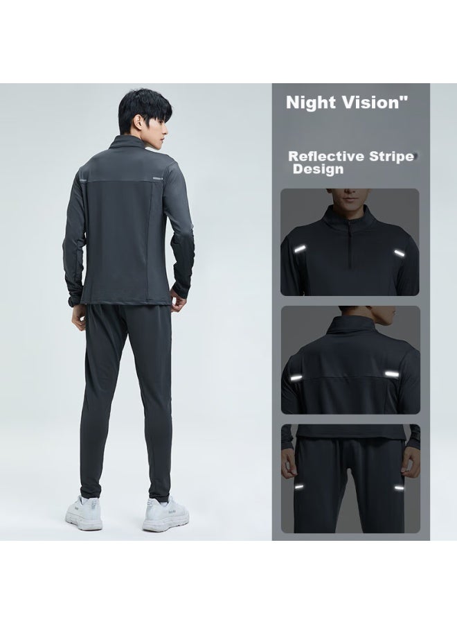 BURUITE Burei Te Sports Set For Men, Running Gear, Gym Clothes, Morning Jog, Badminton Outfit, Cycling, Ice Silk, Spring And Autumn Quick-dry Clothing - Image 5