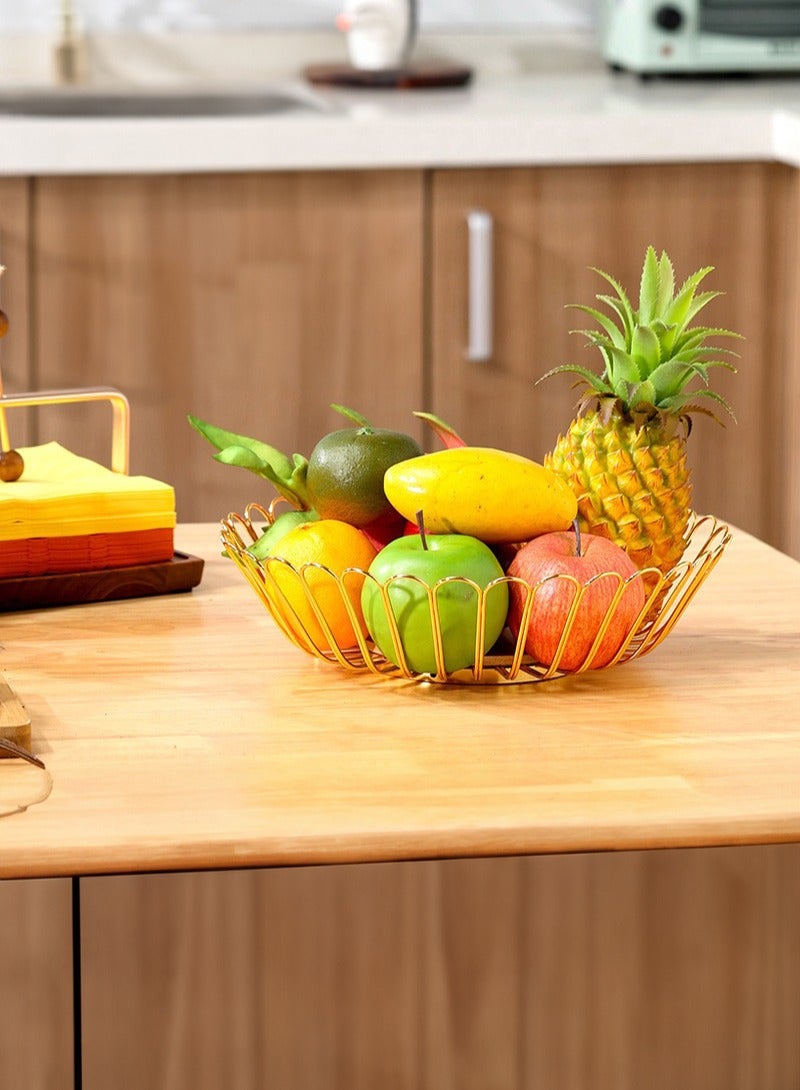 Manhua Golden flower shaped wooden bottom water fruit basket with hollowed out fruit tray,suitable for storing fruits and snacks in the living room - Image 3