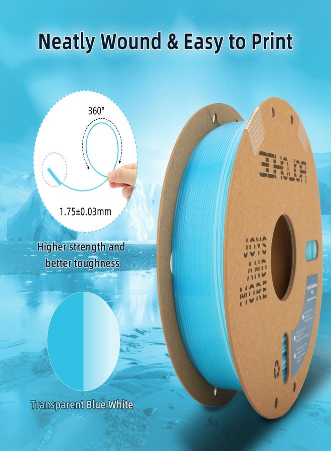 3DHOJOR Transparent Multi Rainbow Color Gradient Change PLA 1.75mm 1KG 3D Printing Filament Crystal Rainbow PLA Clear PLA Filament with Cardboard Spool-Glacier - Image 2