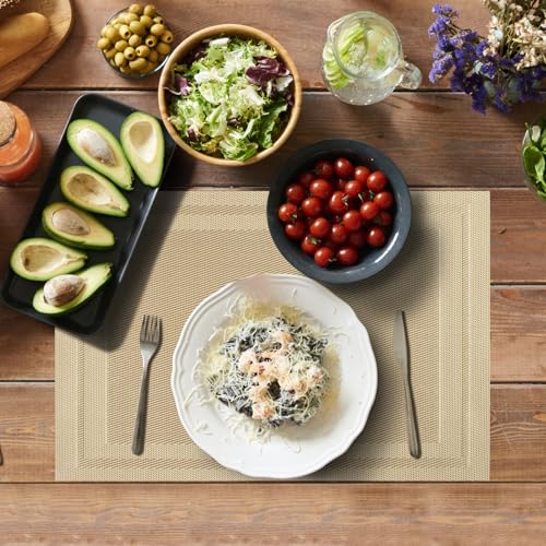 Aofmee Placemats Set of 6, Washable PVC Place Mats, Heat Resistant Non-Slip Table Mats, Woven Vinyl Plastic Placemats for Dining Table Decor, Stain Resistant Kitchen Table Placemats, Easy to Clean - Image 5