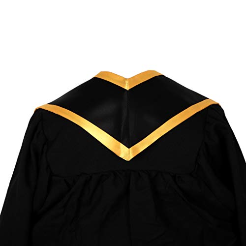 Newrara Deluxe Unisex Adult Plain Graduation Honor Stole Sash Classic End with Trim 72" Long (Black + Gold Trim) - Image 3