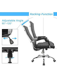 Mahmayi Mahmayi Furmax Ribbed Office Desk Mid-Back PU Leather Executive Conference Chair - Black  - Image 4