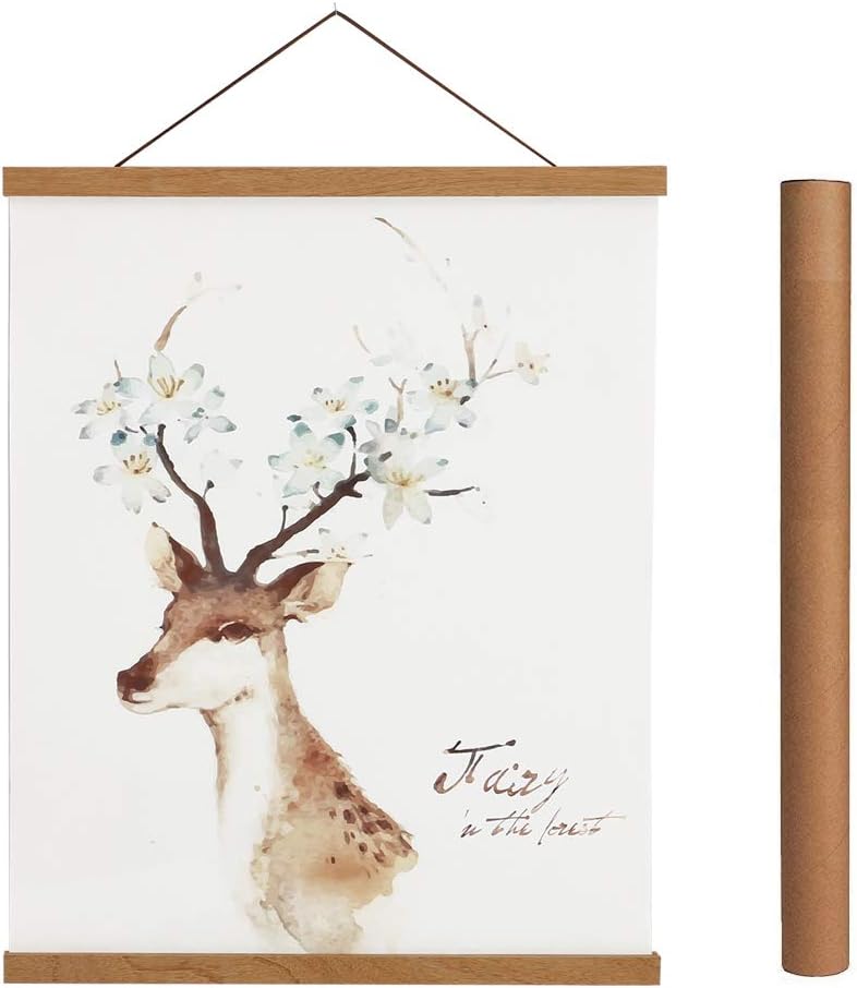 إطار تعليق الملصقات المغناطيسي Artmag، 40x27 40x30 40x60، خشب فاتح، مغناطيس خشبي، طباعة فنية على قماش، طقم تعليق الملصقات والإطارات (خشب الساج، 40 بوصة) - Image 1