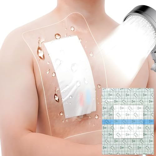 GoToHere 10"x12" Waterproof Shower Cover Incision Bandages for Large Wound with No Glue On The Center Adhesive Transparent Shower Protector Post Surgical Water Barrier Guard Pack of 7 - Image 1