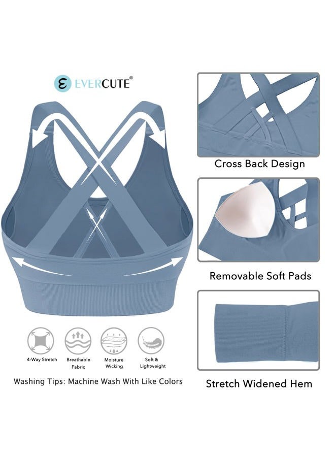 Evercute Sports Bra for Women Padded Medium Support Criss Cross Strappy Bras Seamless High Impact Yoga Exercise Athletic Bras - Image 5