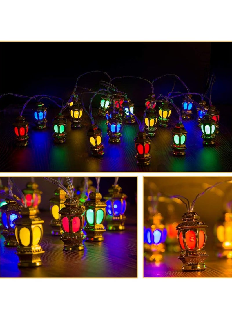 Generic Pack of 2 Each String 20 LEDs Ramadan Eid String Light Muslim Eid Lanterns String Lights Mubarak Islam Decorative Lantern Lights String 9.8 Ft Battery Multicolour  - Image 2