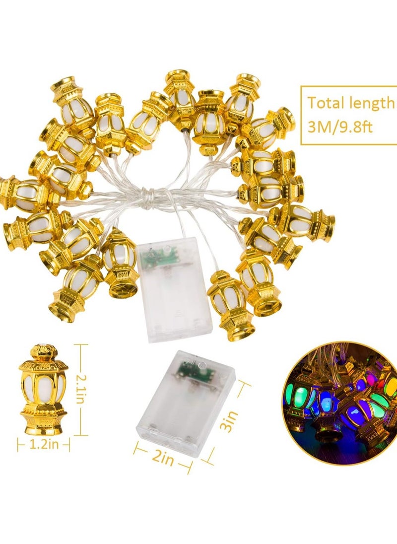 Generic Pack of 2 Each String 20 LEDs Ramadan Eid String Light Muslim Eid Lanterns String Lights Mubarak Islam Decorative Lantern Lights String 9.8 Ft Battery Multicolour  - Image 3