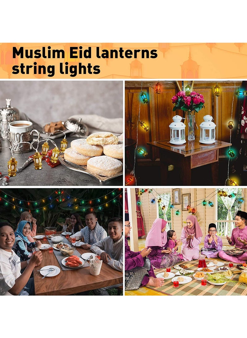 Generic Pack of 2 Each String 20 LEDs Ramadan Eid String Light Muslim Eid Lanterns String Lights Mubarak Islam Decorative Lantern Lights String 9.8 Ft Battery Multicolour  - Image 5