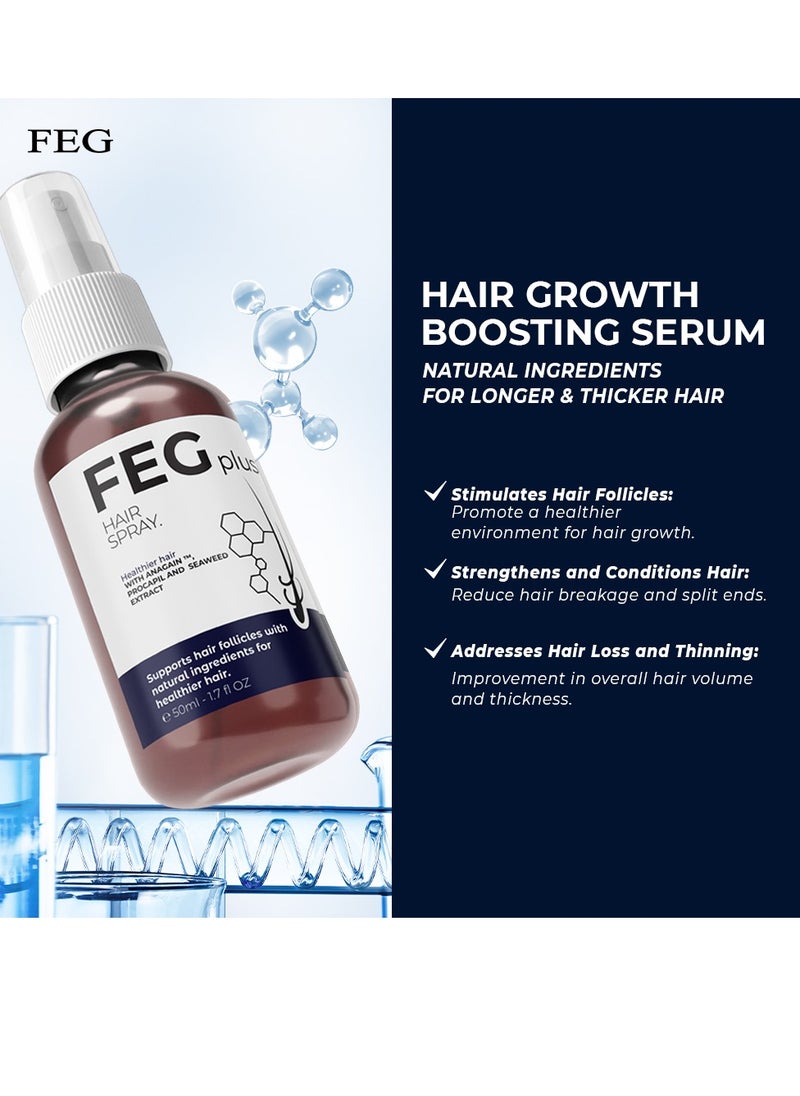 FEG Plus - FEGPLUS 2Pcs Hair & Beard Growth Serum (50ml) + KASOMO Hair Repair Mask Deeply Moisturizing With Hydrolyzed Keratin (250ml), Control Hair Loss & Regrow Hair, Natural Ingredients Help Hair Stronger & Healthier - Image 1