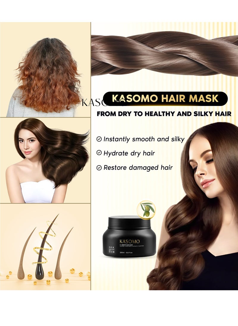 FEG Plus - FEGPLUS 2Pcs Hair & Beard Growth Serum (50ml) + KASOMO Hair Repair Mask Deeply Moisturizing With Hydrolyzed Keratin (250ml), Control Hair Loss & Regrow Hair, Natural Ingredients Help Hair Stronger & Healthier - Image 1